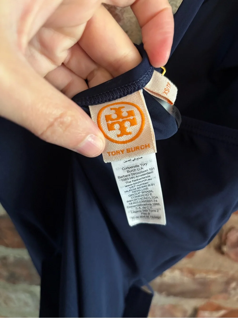 Tory Burch Navy Blue Belted One Piece Swimsuit, XS